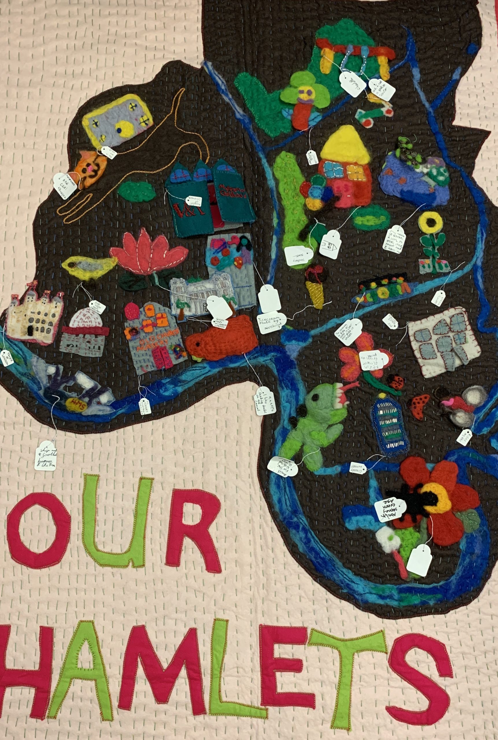 Our Hamlets felted community map